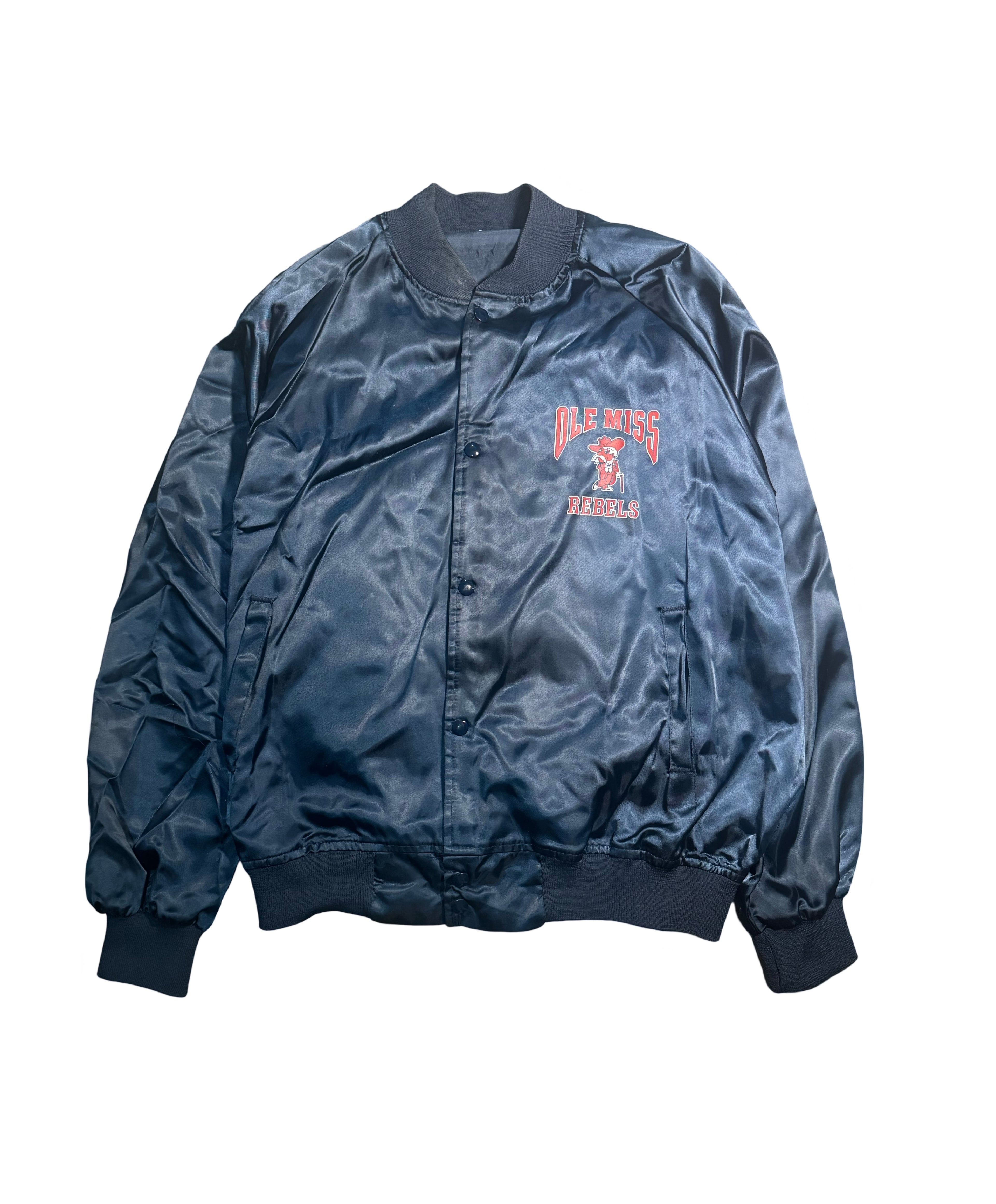 Ole Miss 80’s Bomber satin jacket- L