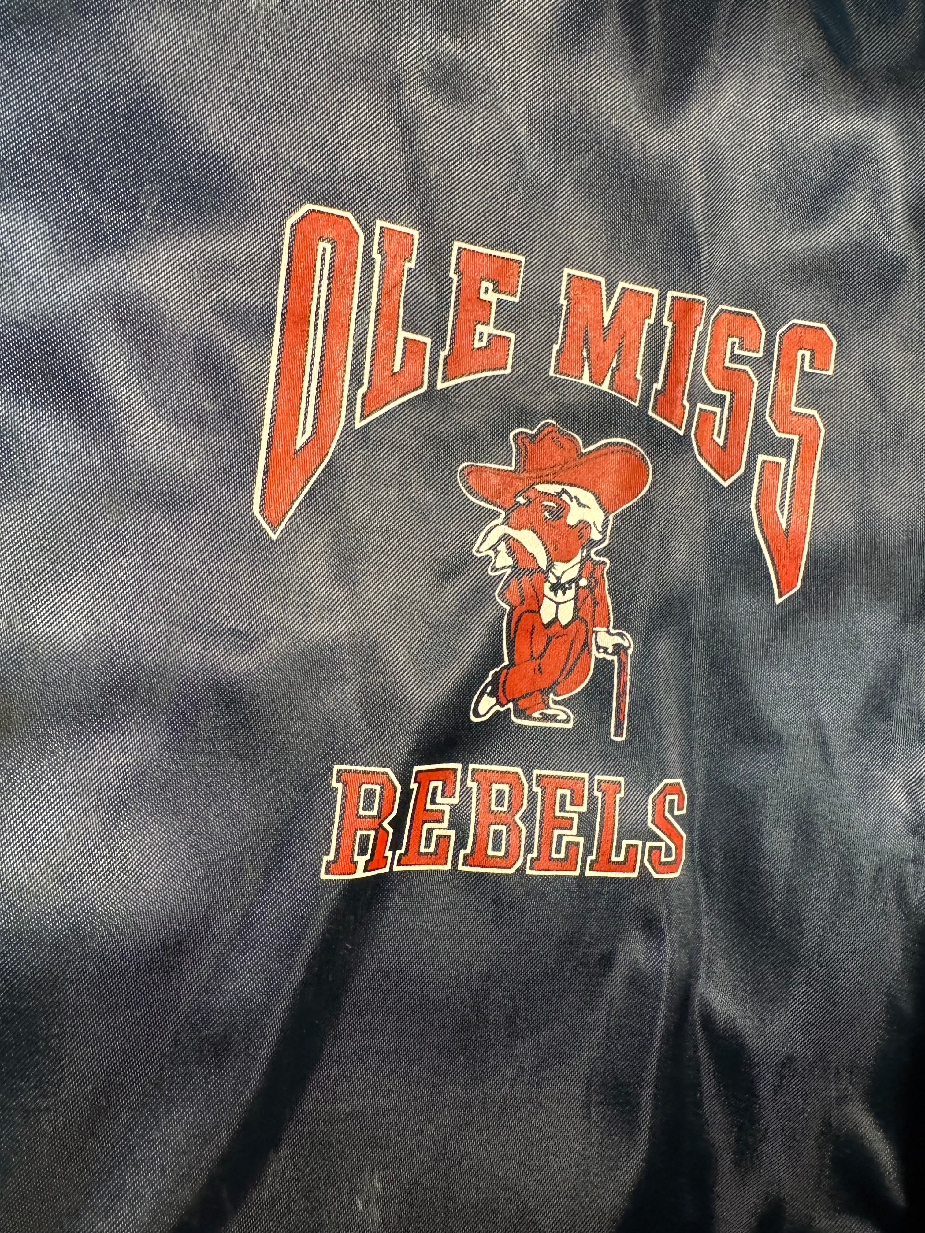Ole Miss 80’s Bomber satin jacket- L
