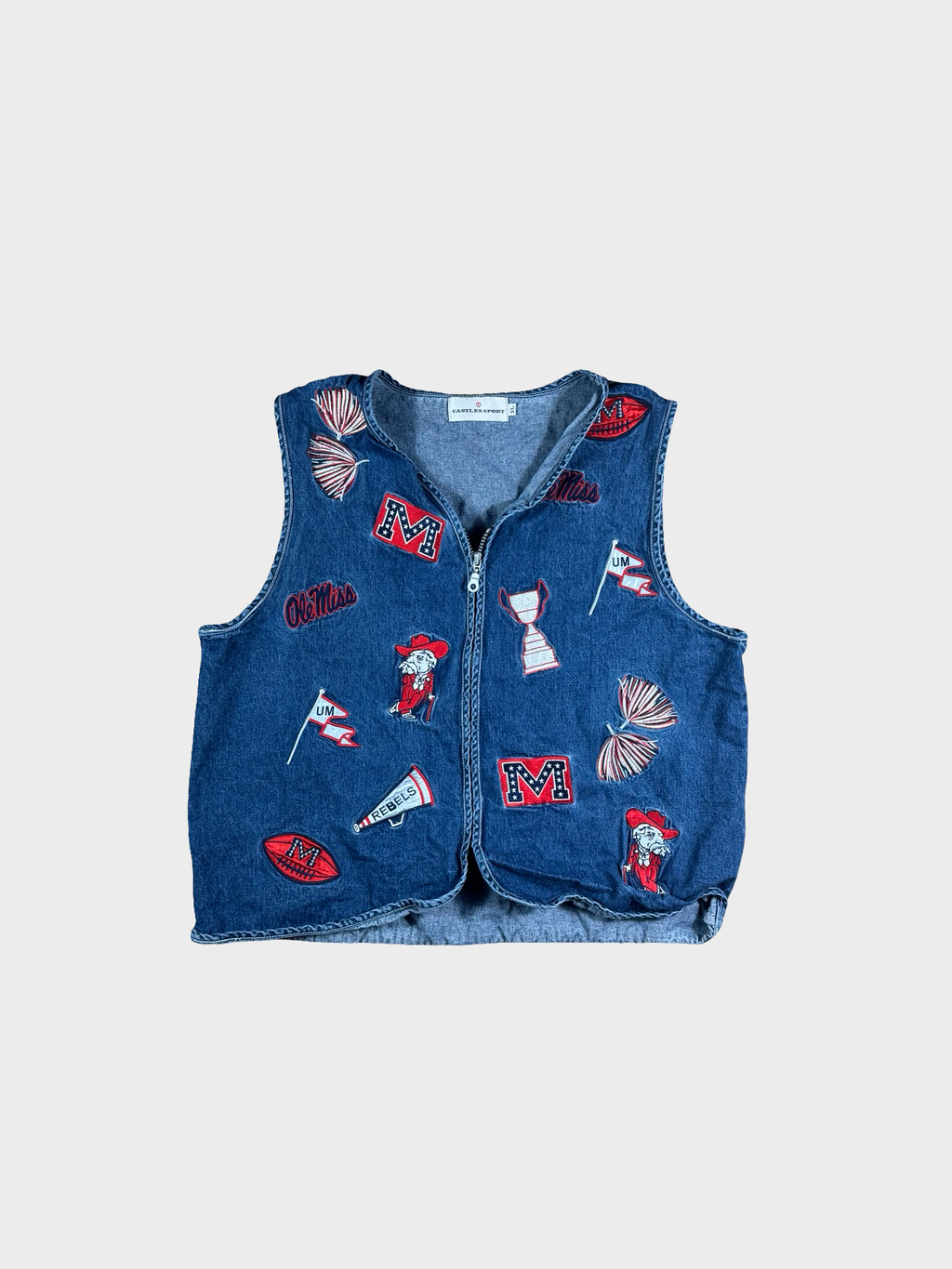 Vintage ole miss denim vest- L/xl
