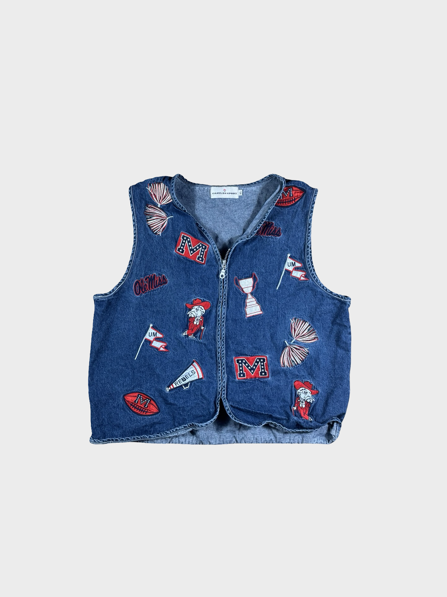 Vintage ole miss denim vest- L/xl