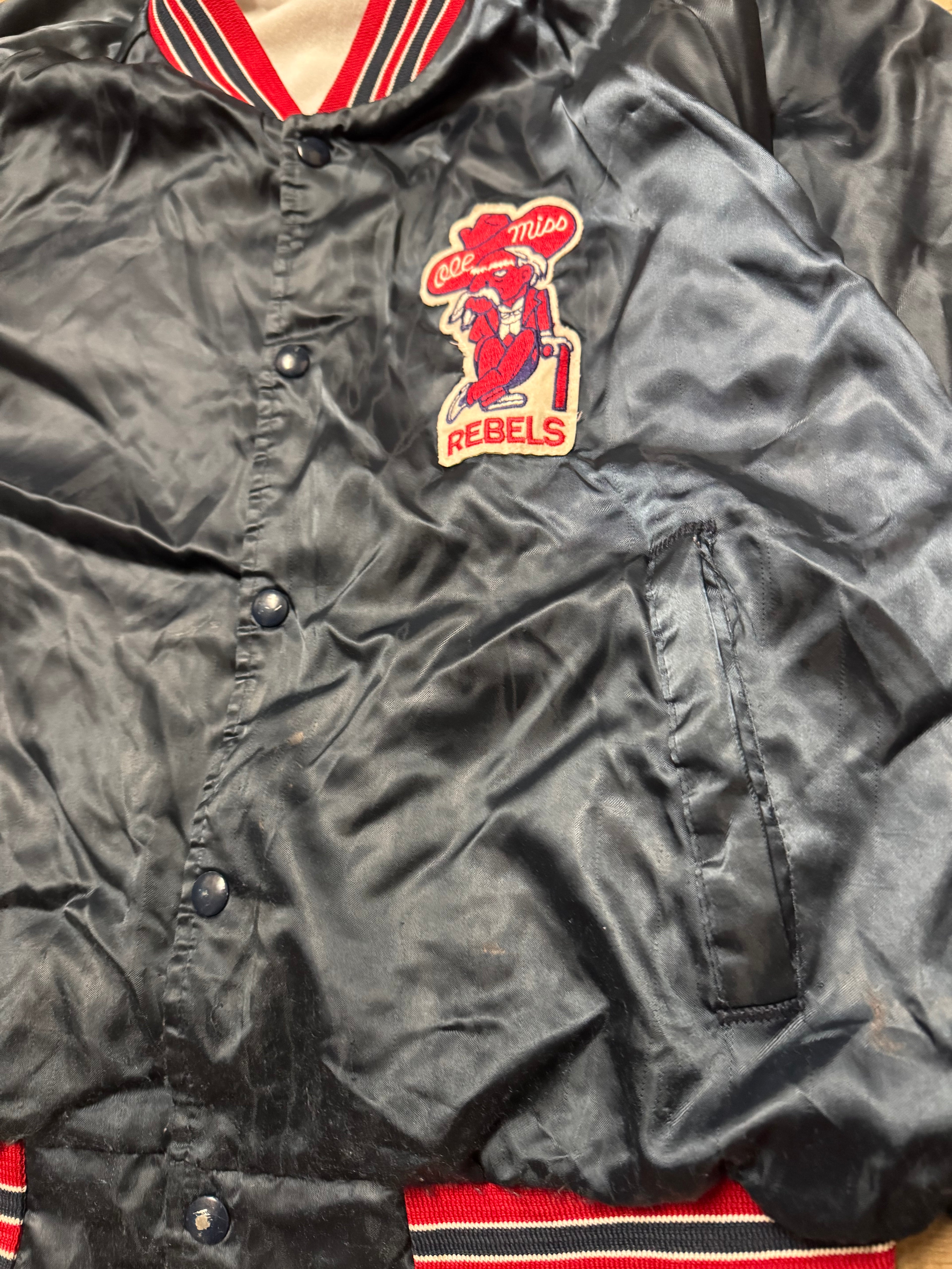 Ole Miss 80’s satin jacket- L/Xl
